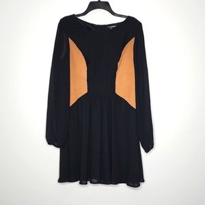 Black dress with suede panels